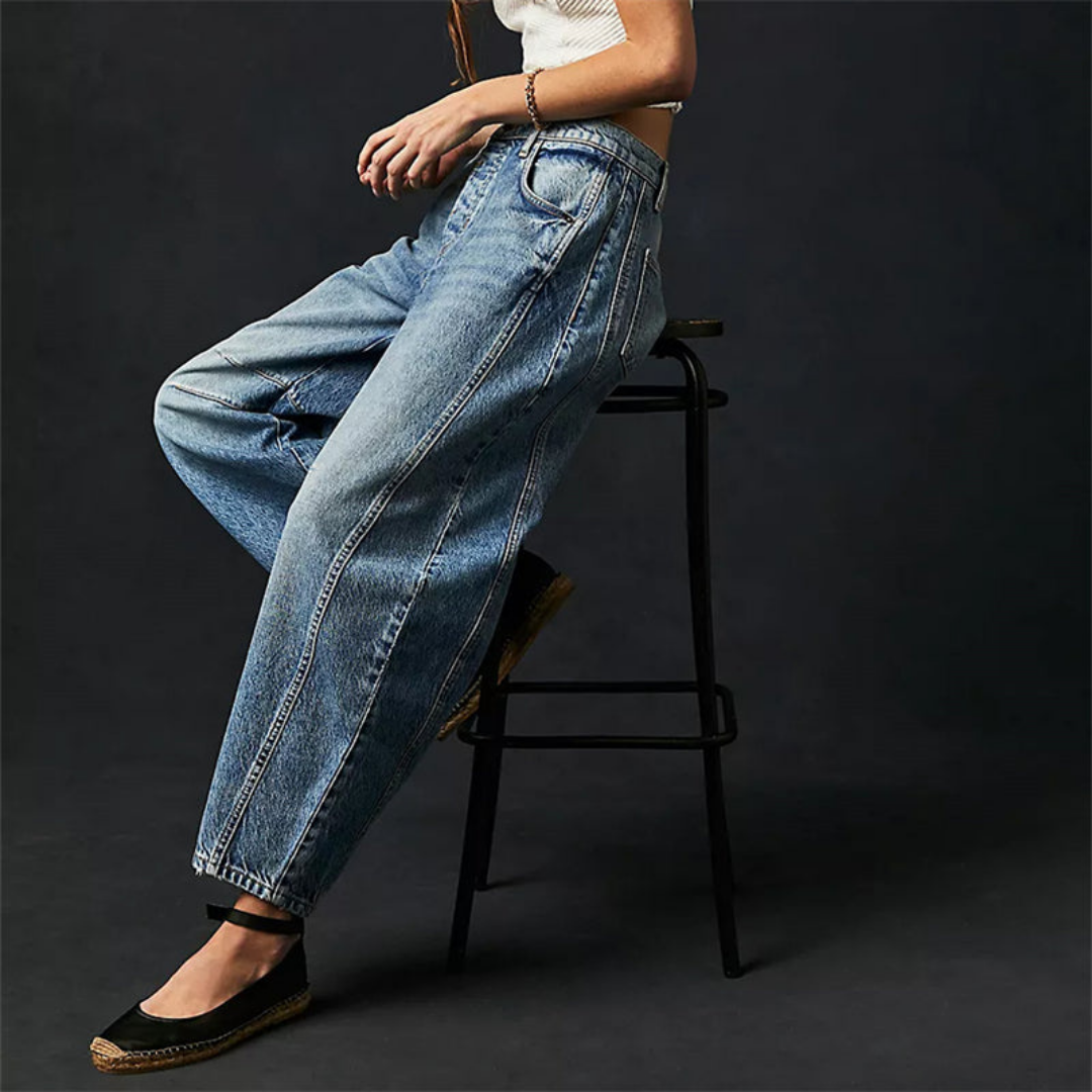 Sloane | Cropped barrel leg-jeans i denim