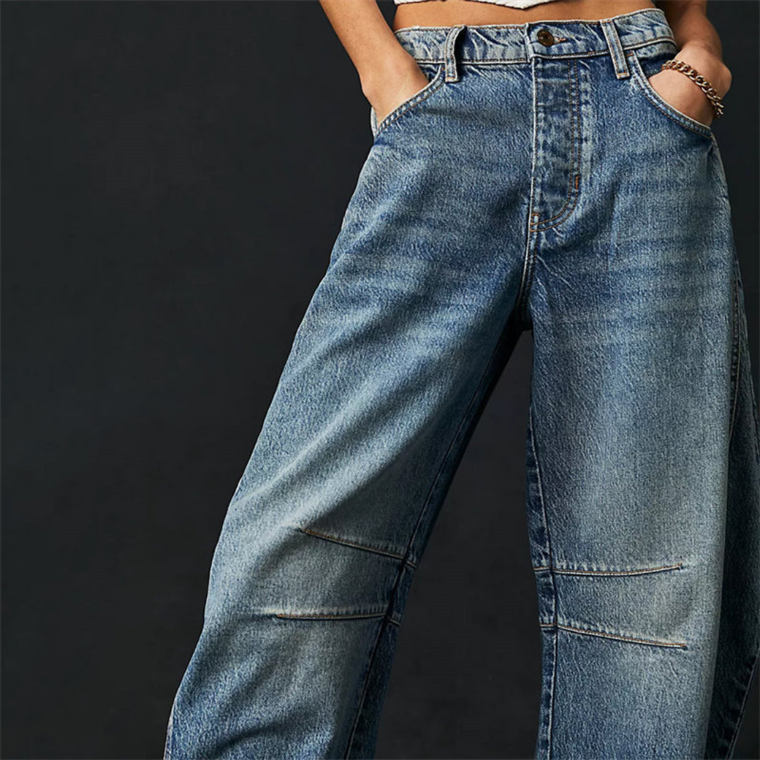 Sloane | Cropped barrel leg-jeans i denim