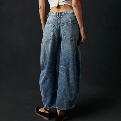 Sloane | Cropped barrel leg-jeans i denim