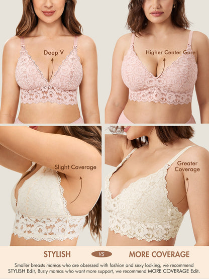 Ammebh i blonde med ekstra dekning – ammebralette med dyp V-hals