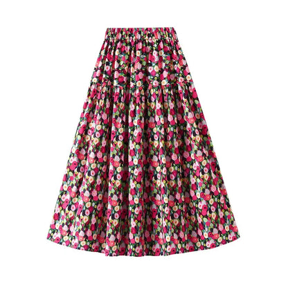 Fargerikt boho A-line langt skjørt