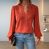 Thea | Elegant lett bluse med blondedetalj – Terrakotta