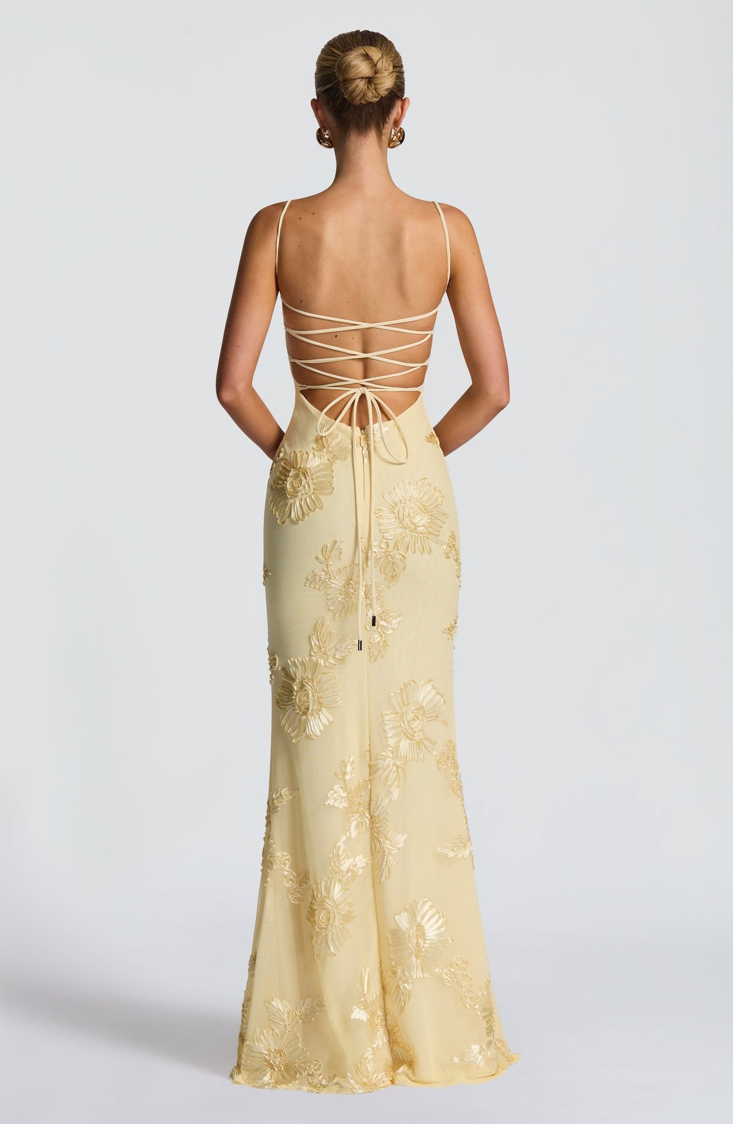 Blomster Jacquard Bryllupsgjest Korsett Maxi Kjole