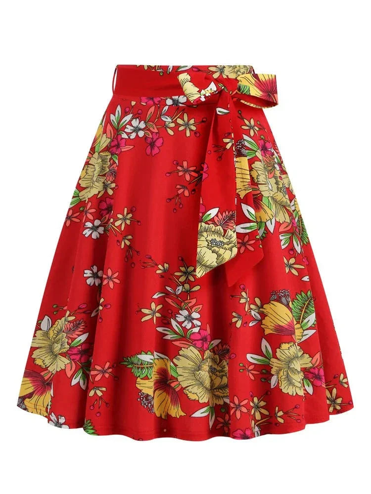 Blomstrete retro vintage swingskjørt