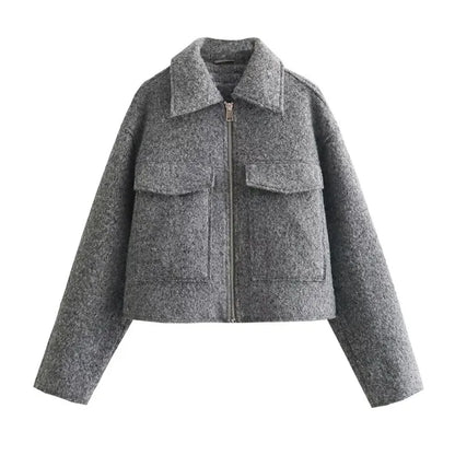 Cropped jakke med glidelås