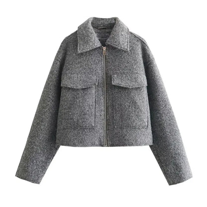 Cropped jakke med glidelås