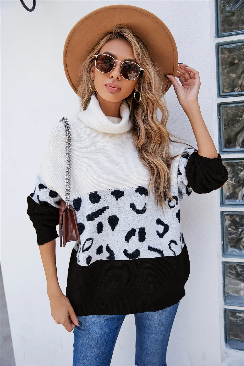 Leopardmønstret genser for kvinner