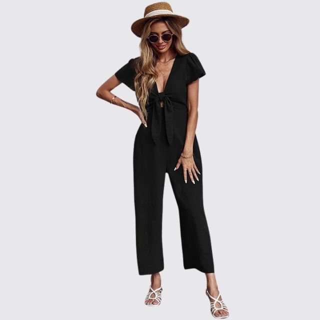 Uformell jumpsuit med slips foran