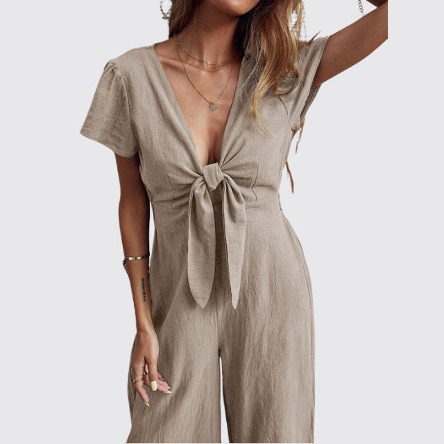 Uformell jumpsuit med slips foran