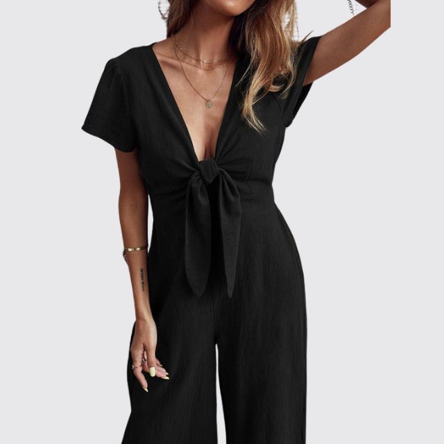 Uformell jumpsuit med slips foran