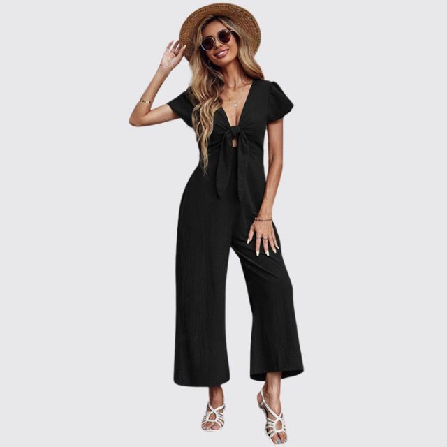 Uformell jumpsuit med slips foran