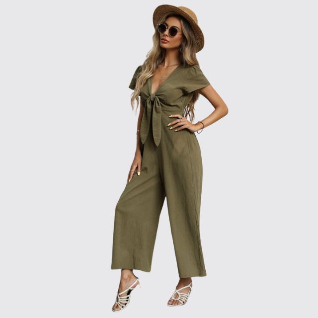 Uformell jumpsuit med slips foran