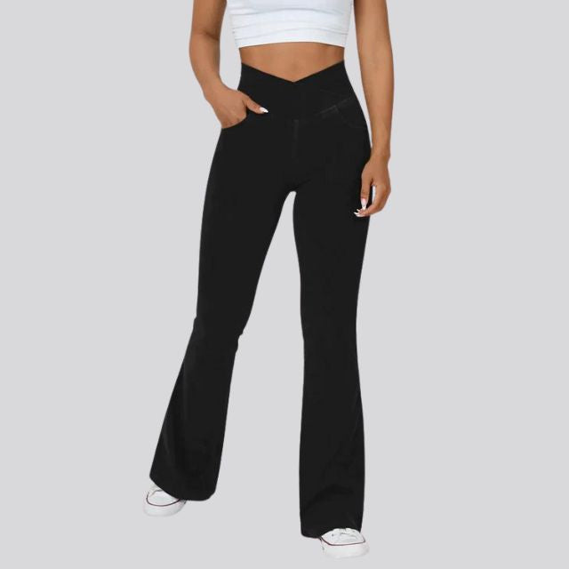 Fitnessleggings med høy midje og utringning