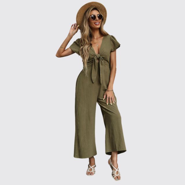 Uformell jumpsuit med slips foran