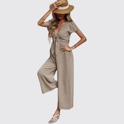 Uformell jumpsuit med slips foran