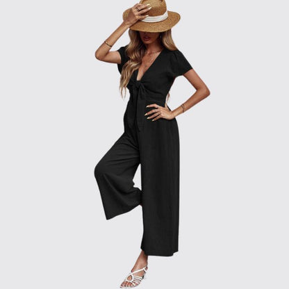 Uformell jumpsuit med slips foran