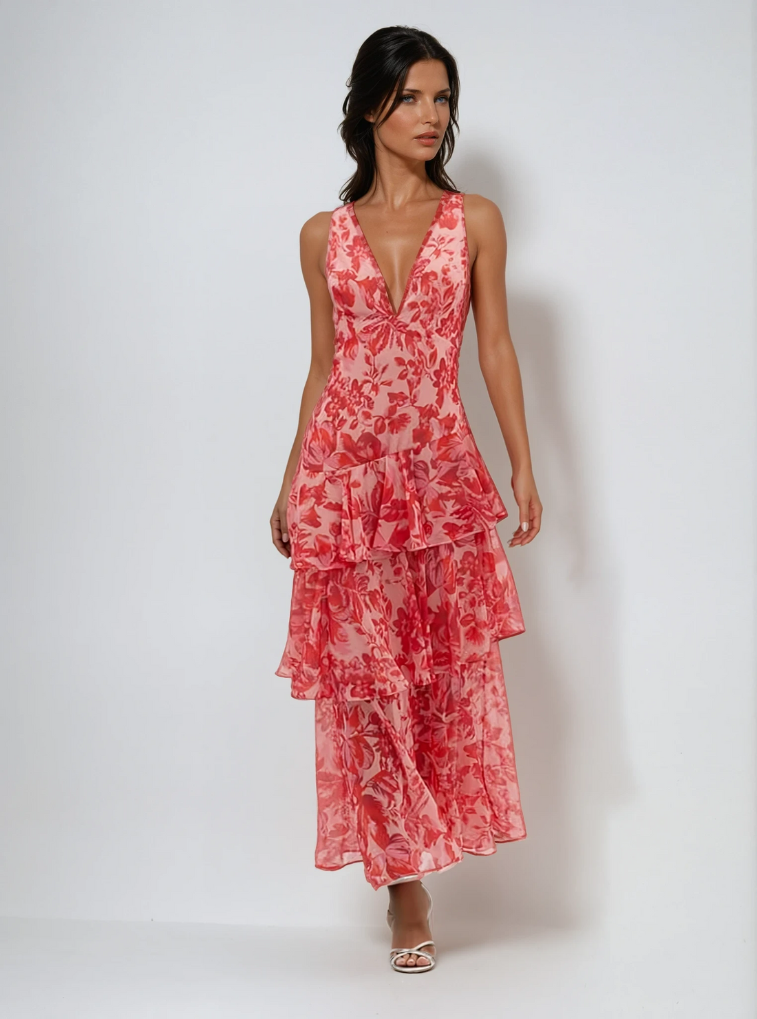 Veda Ruffle Sommer Midi Kjole