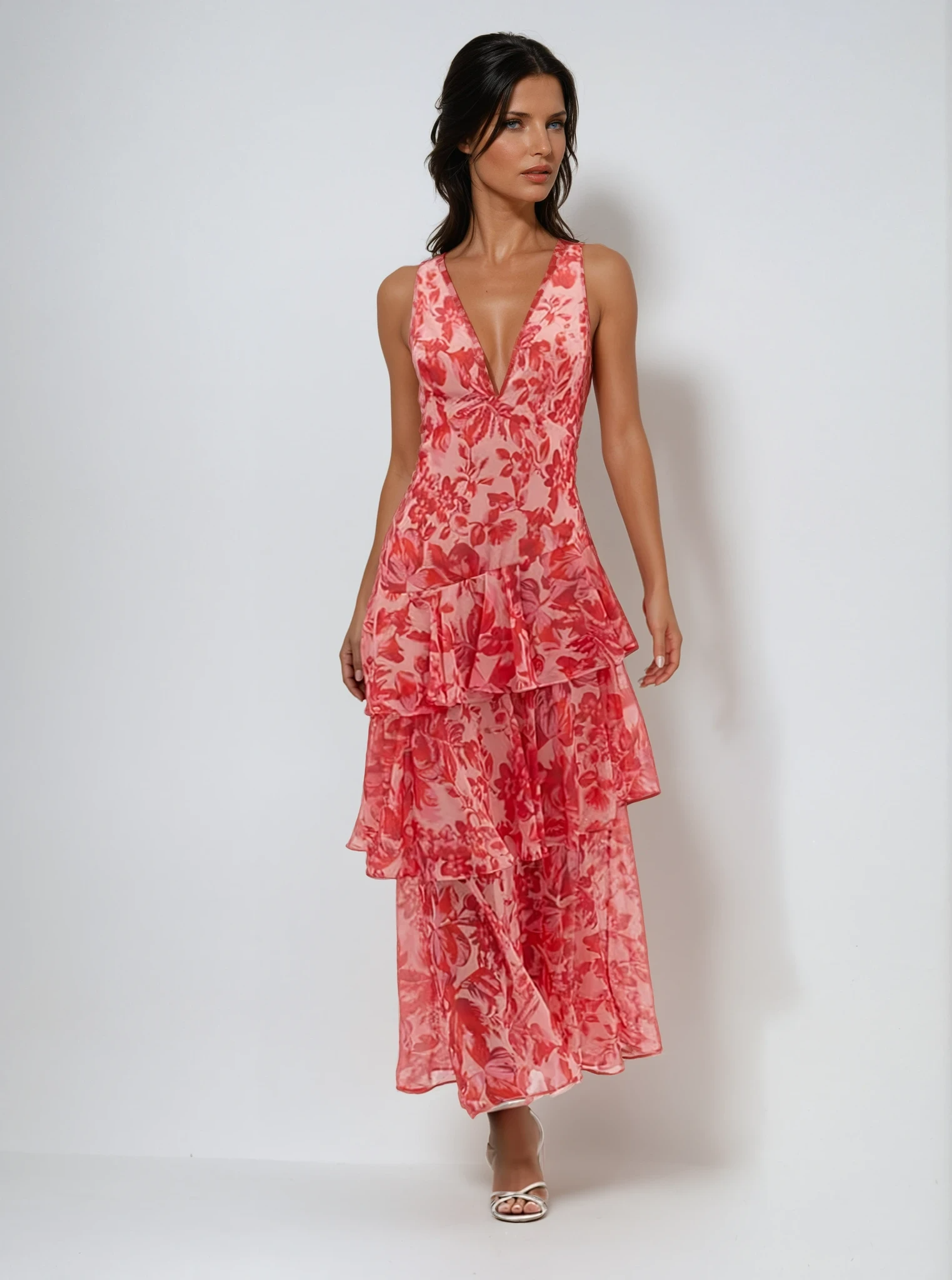Veda Ruffle Sommer Midi Kjole