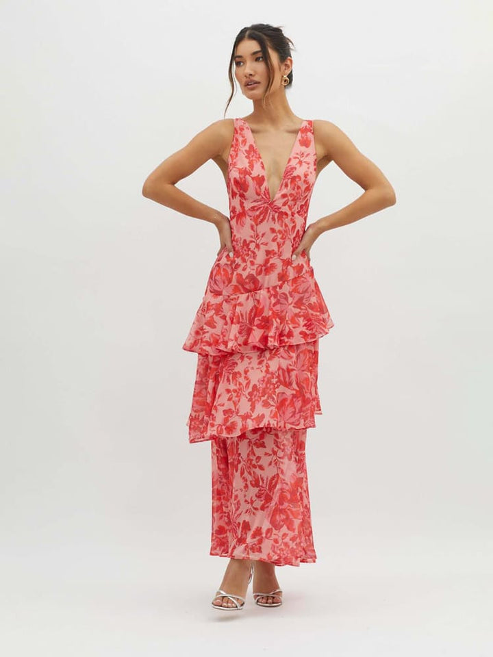 Veda Ruffle Sommer Midi Kjole