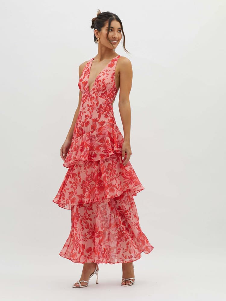 Veda Ruffle Sommer Midi Kjole