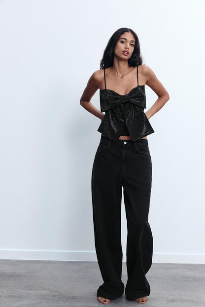 Glitrende Sløyfe Crop Top
