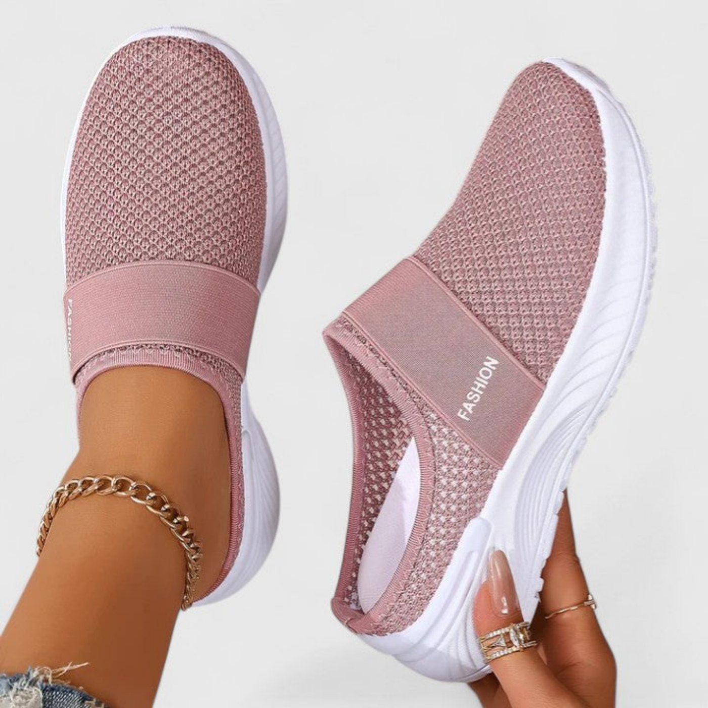 Willa | Pustende slip-on-platåsneakers i mesh