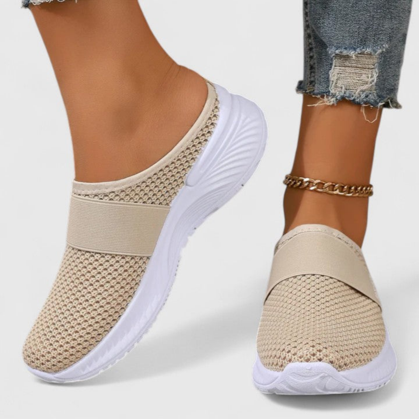 Willa | Pustende slip-on-platåsneakers i mesh