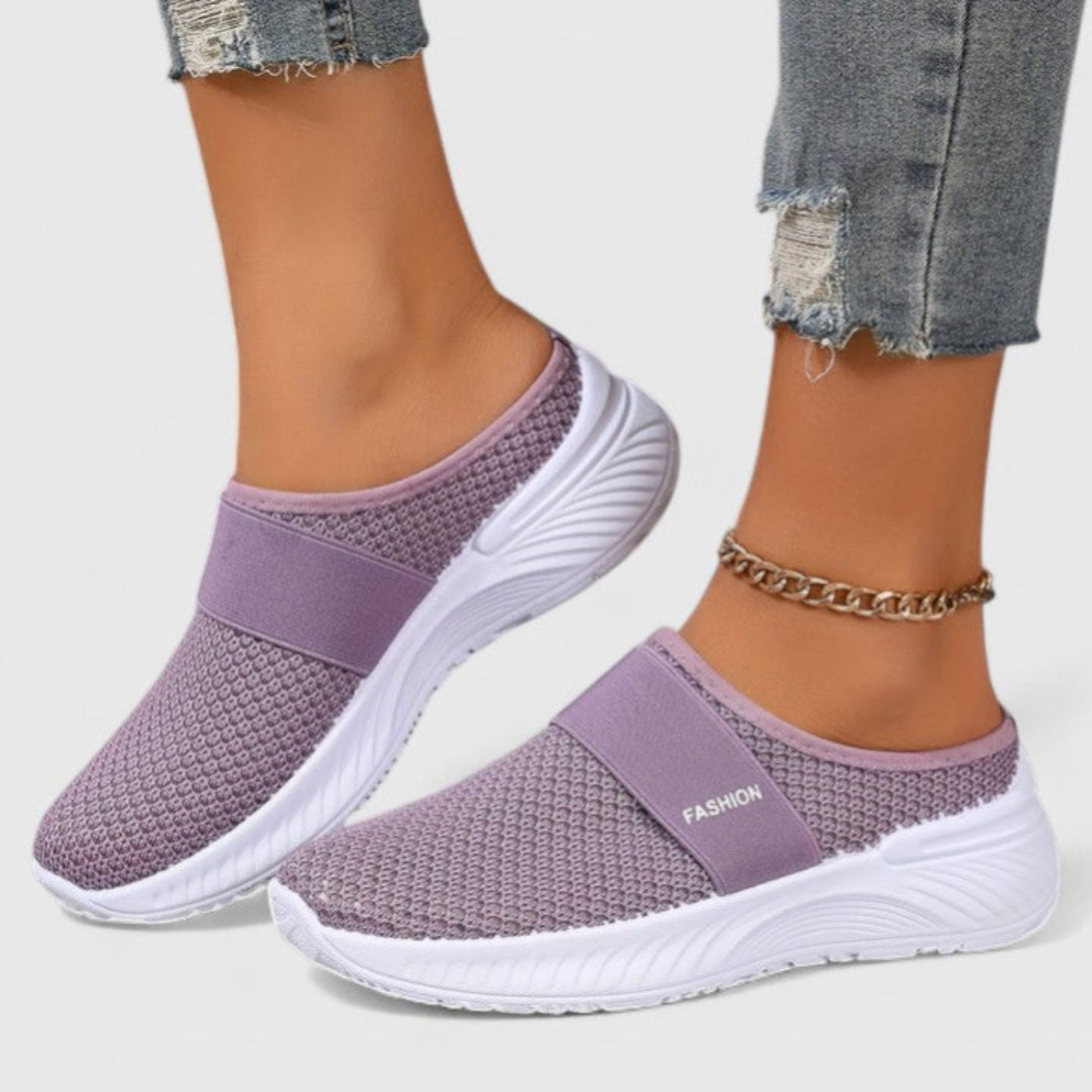 Willa | Pustende slip-on-platåsneakers i mesh