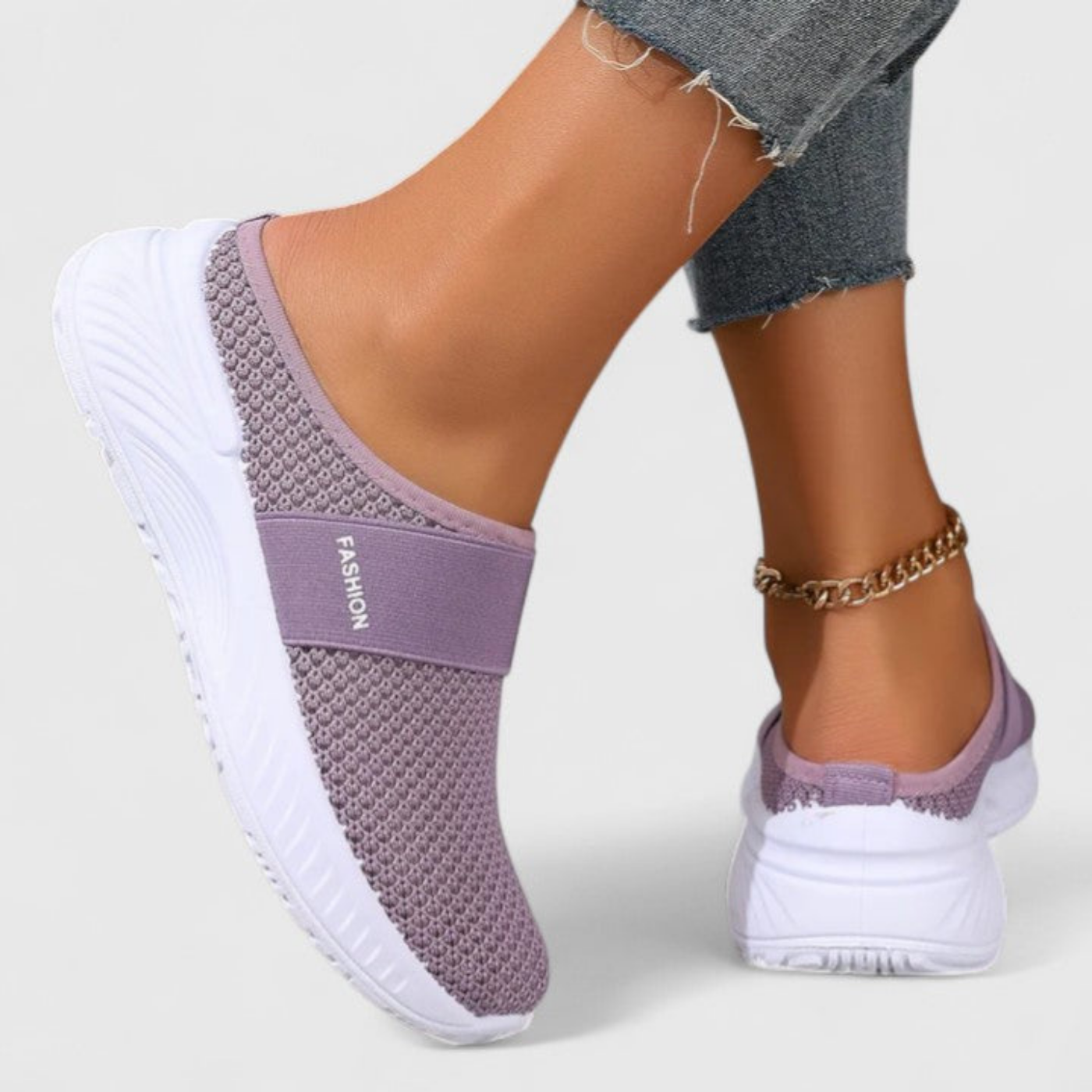 Willa | Pustende slip-on-platåsneakers i mesh