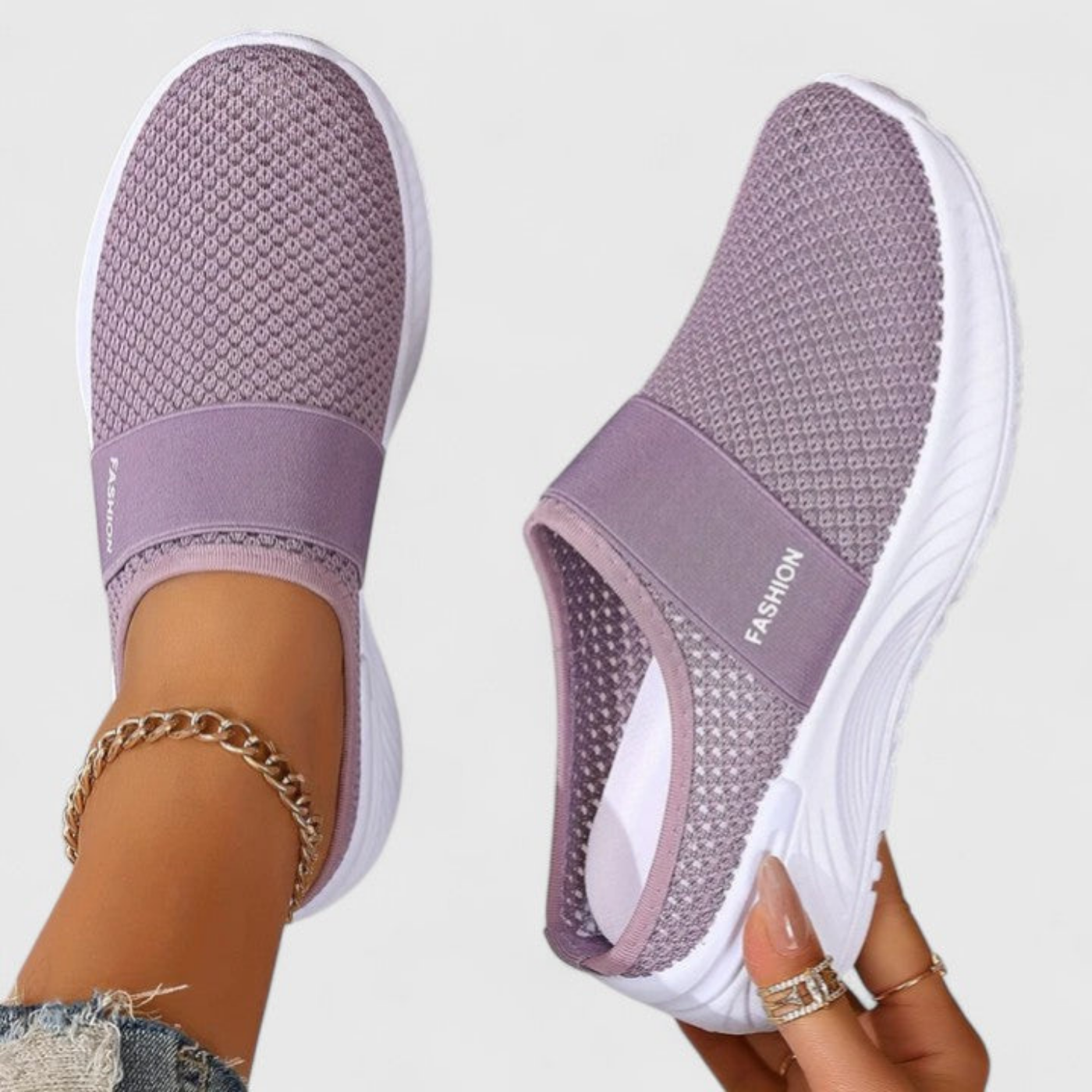 Willa | Pustende slip-on-platåsneakers i mesh