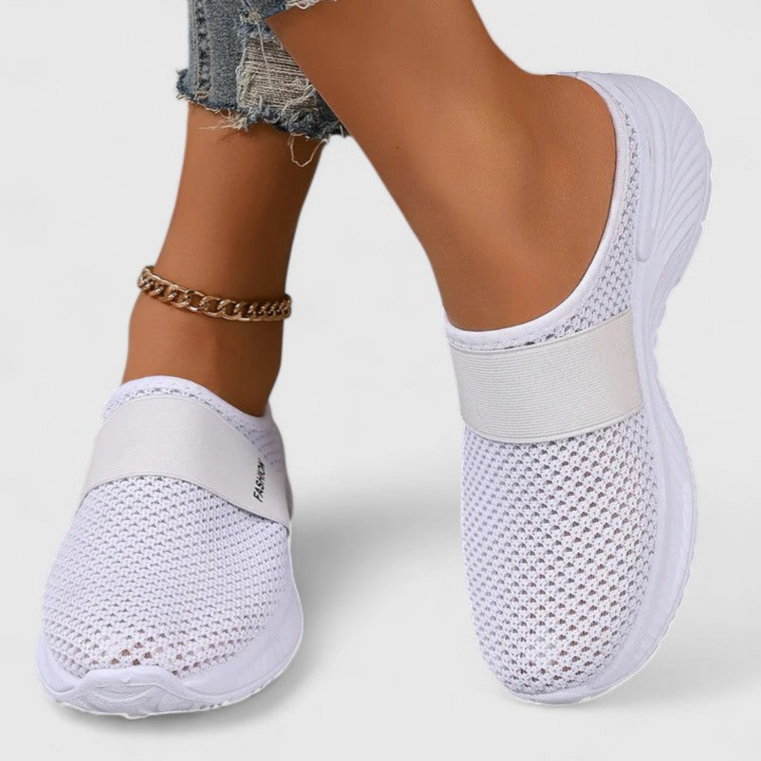 Willa | Pustende slip-on-platåsneakers i mesh