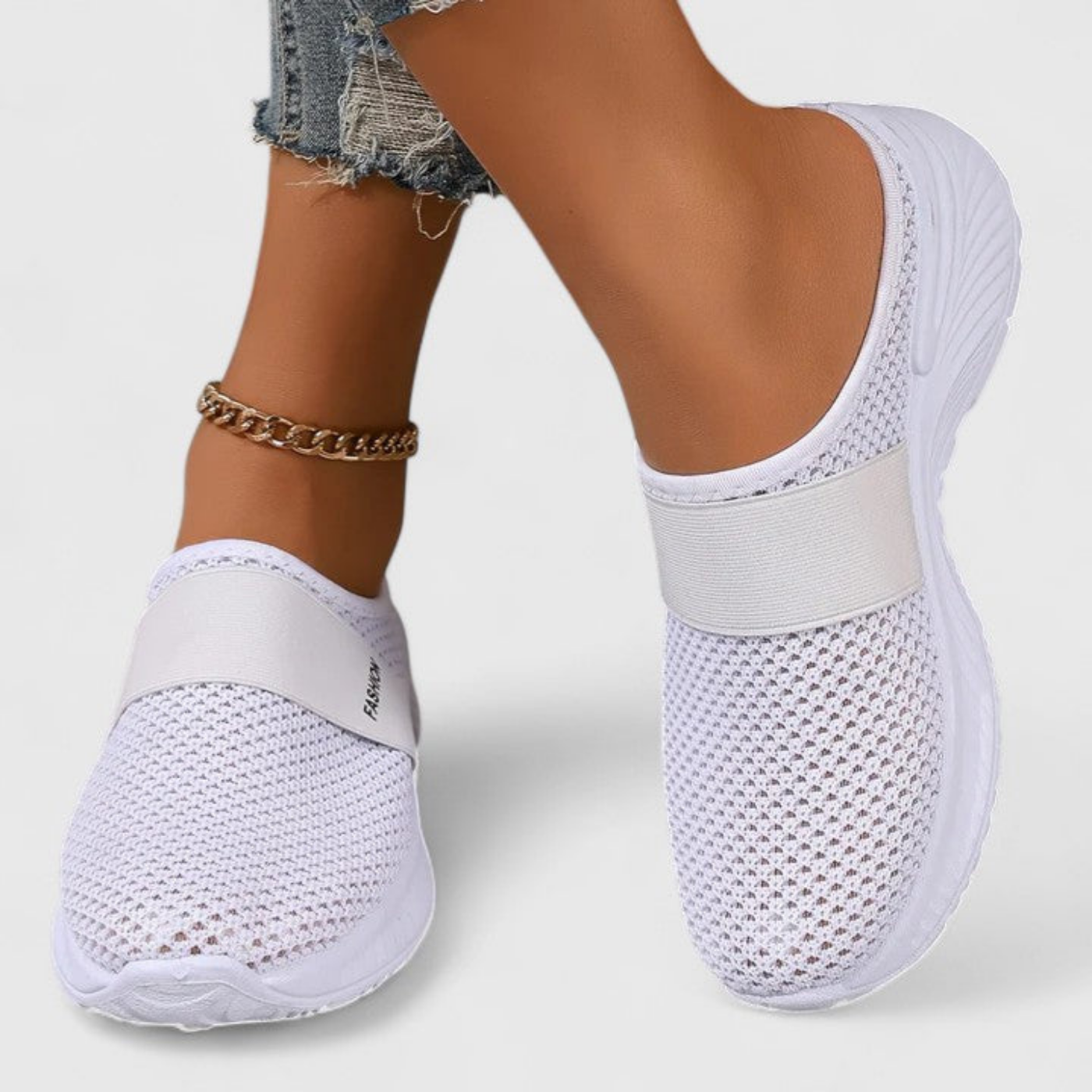 Willa | Pustende slip-on-platåsneakers i mesh