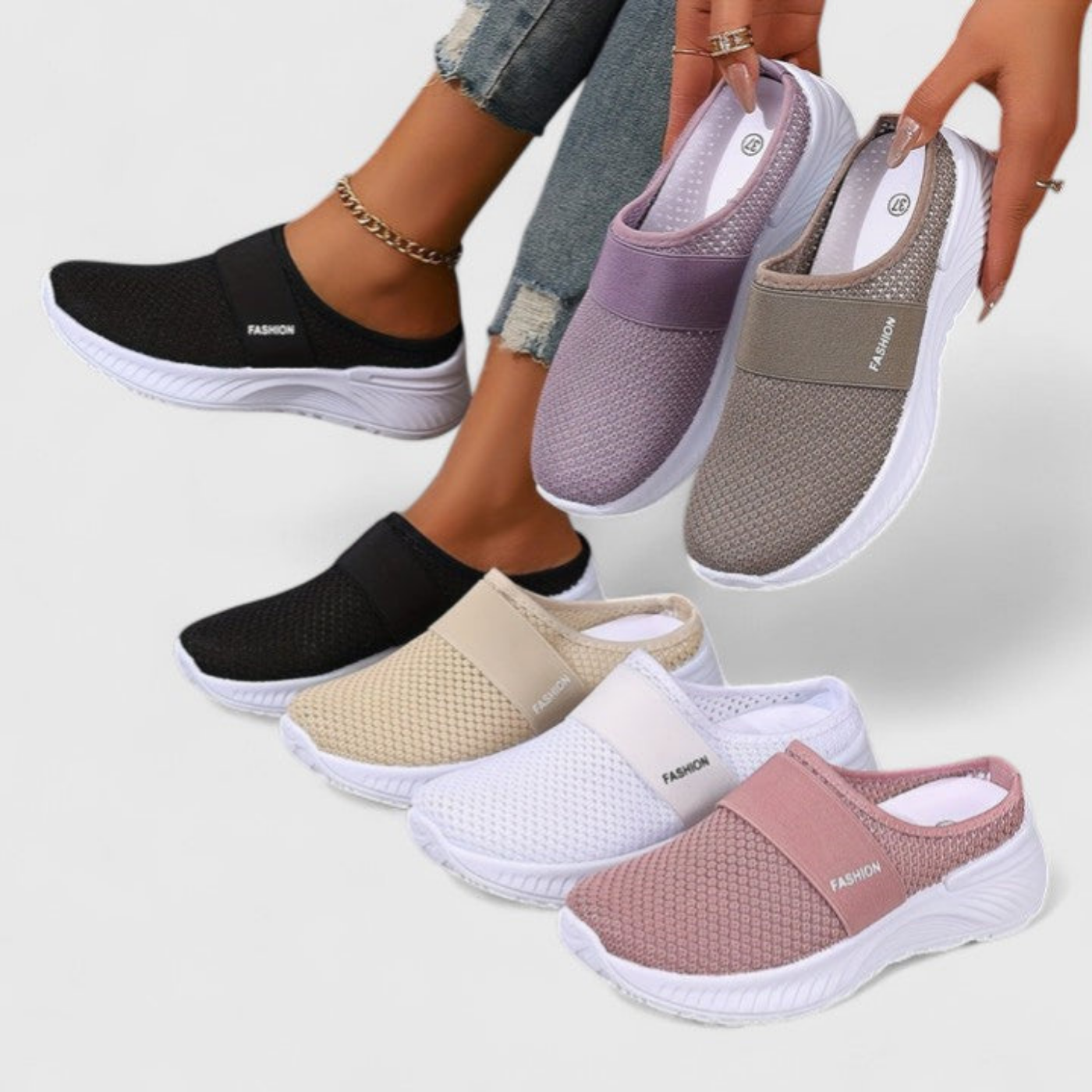 Willa | Pustende slip-on-platåsneakers i mesh
