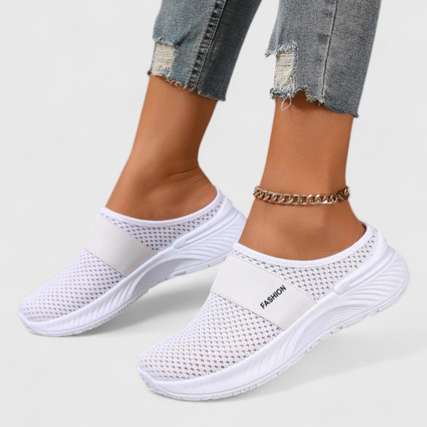 Willa | Pustende slip-on-platåsneakers i mesh