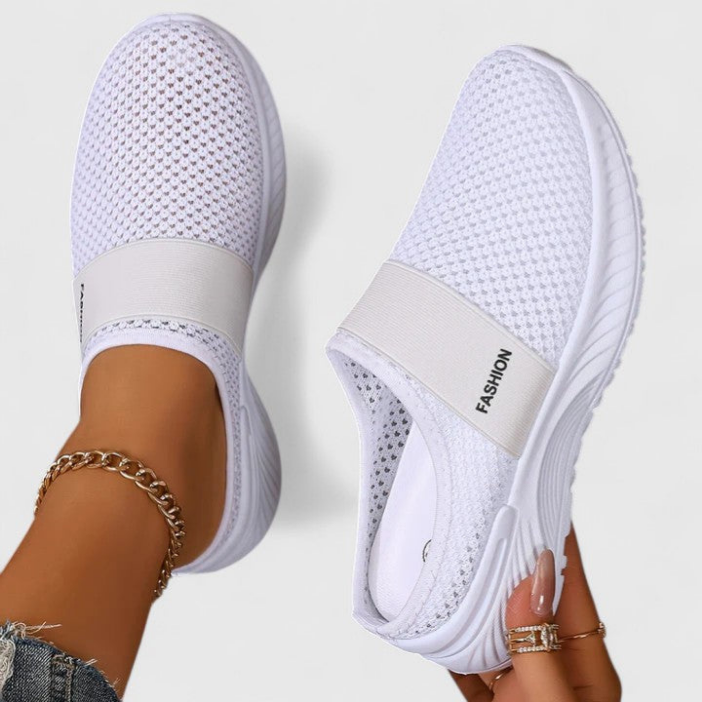 Willa | Pustende slip-on-platåsneakers i mesh