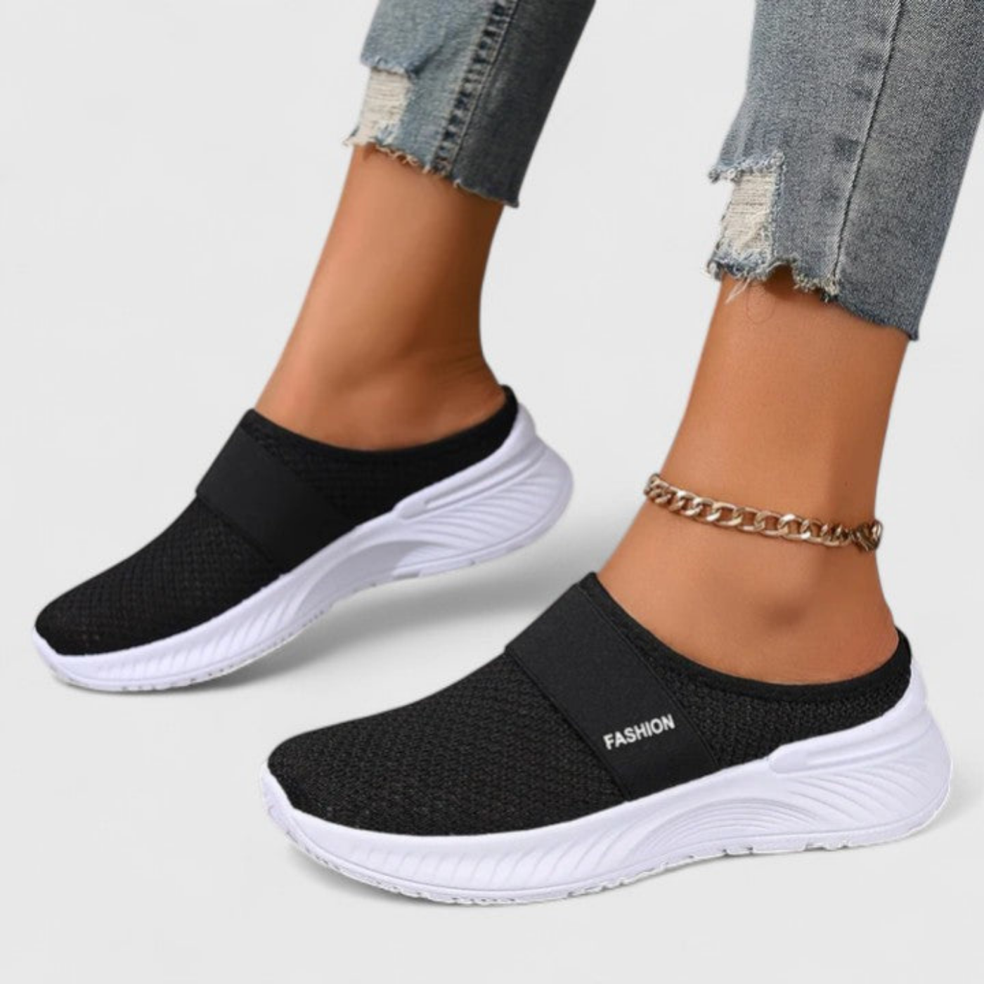 Willa | Pustende slip-on-platåsneakers i mesh
