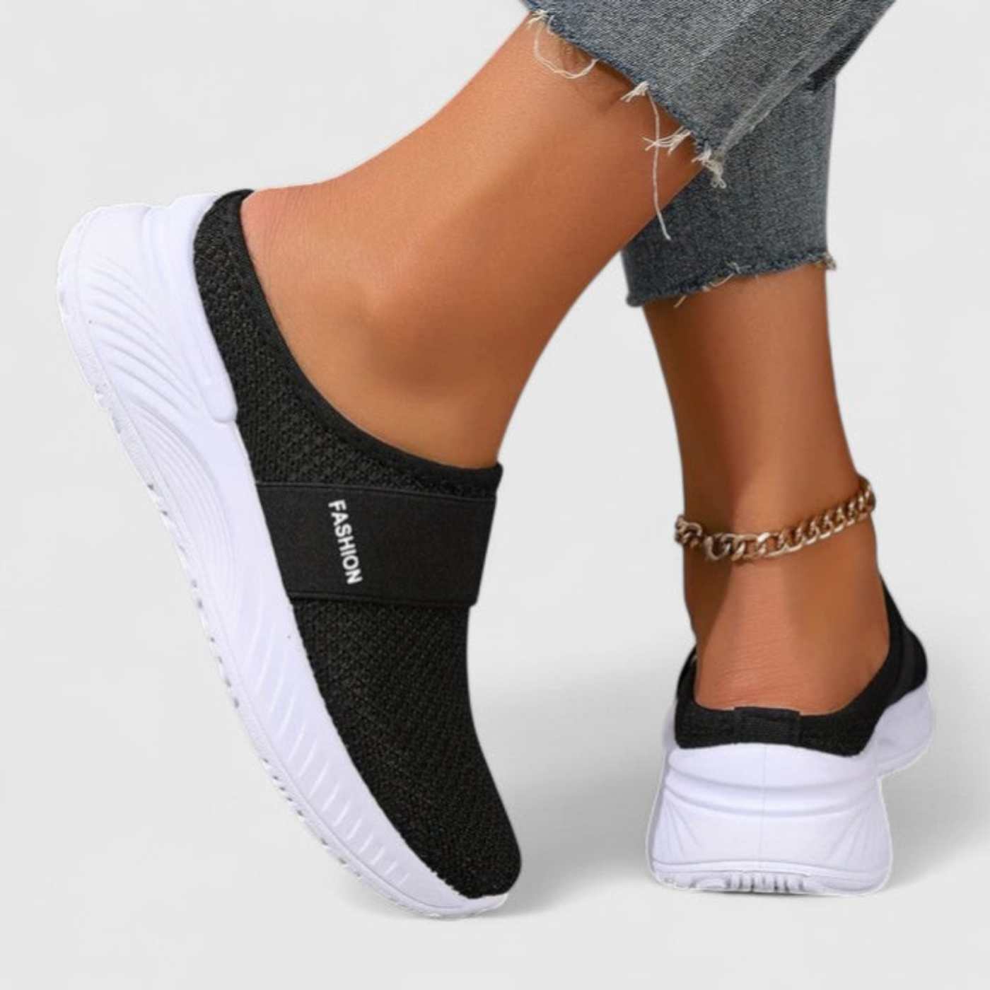 Willa | Pustende slip-on-platåsneakers i mesh
