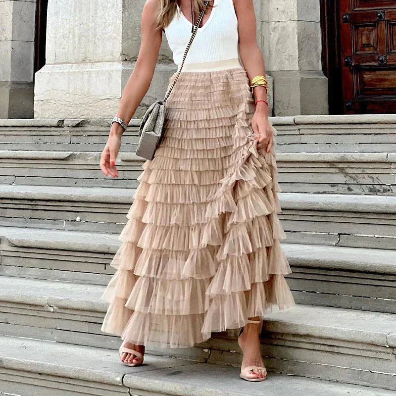 Elegant lagdelt skjørt