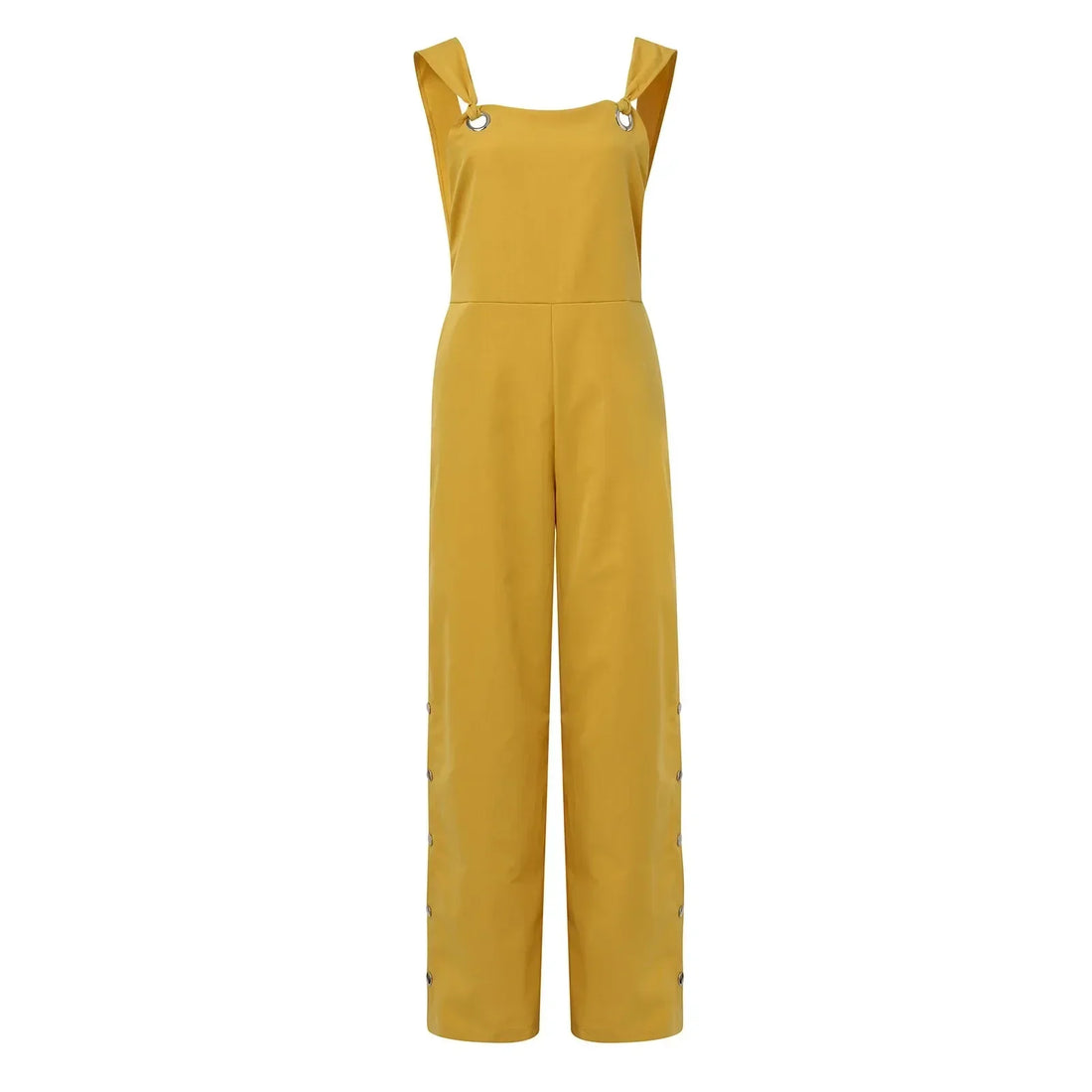 Sommerlig jumpsuit med ermeløse, snodde knuter og lommer