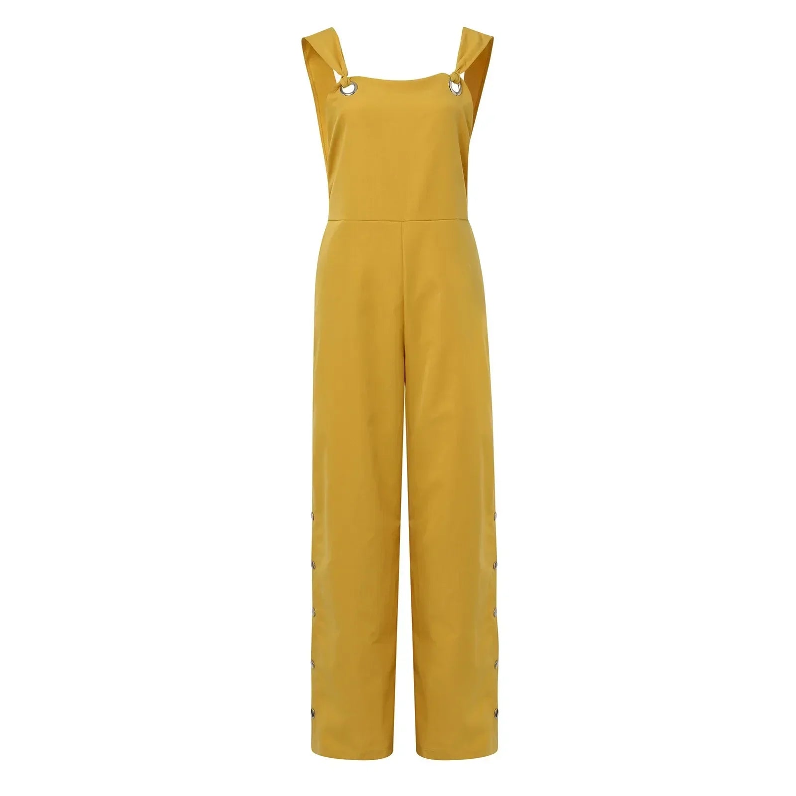 Sommerlig jumpsuit med ermeløse, snodde knuter og lommer