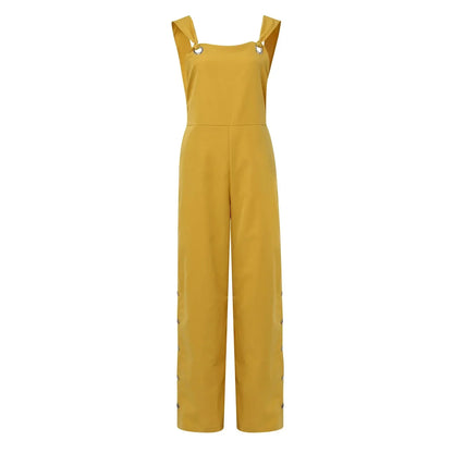 Sommerlig jumpsuit med ermeløse, snodde knuter og lommer