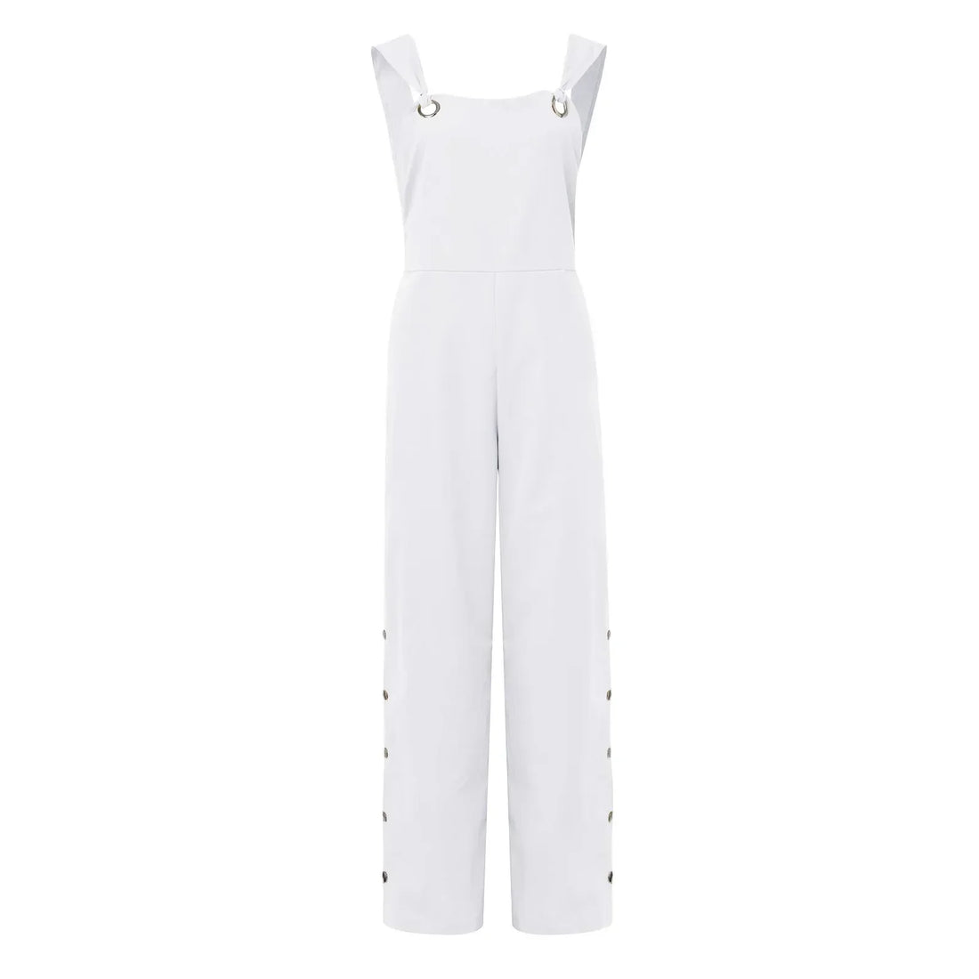 Sommerlig jumpsuit med ermeløse, snodde knuter og lommer