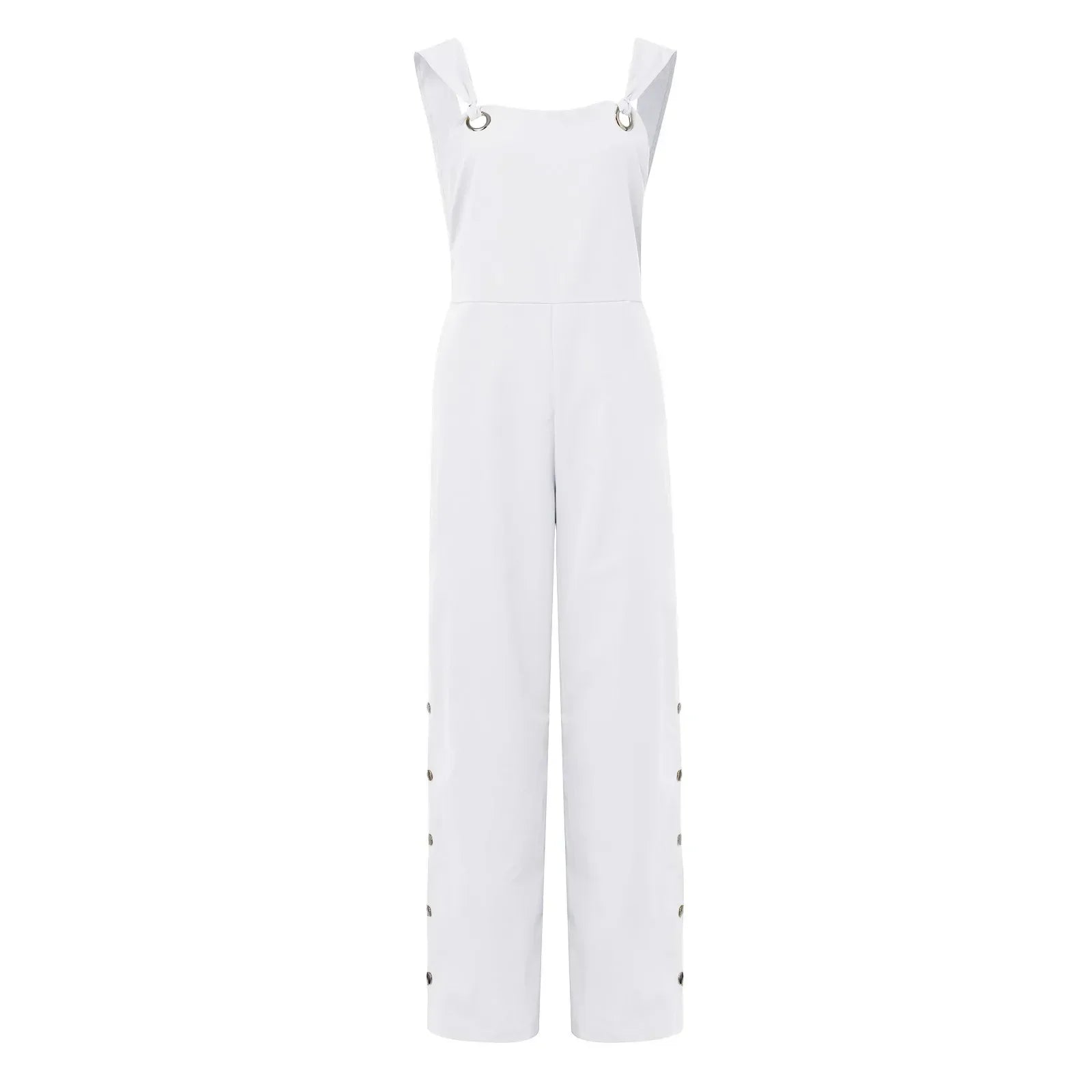 Sommerlig jumpsuit med ermeløse, snodde knuter og lommer