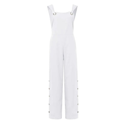 Sommerlig jumpsuit med ermeløse, snodde knuter og lommer