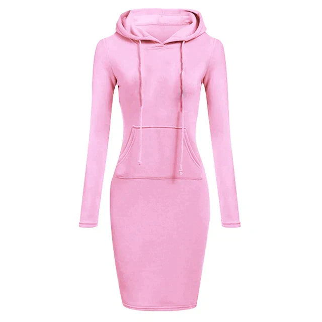 Sweatshirtkjole med hette