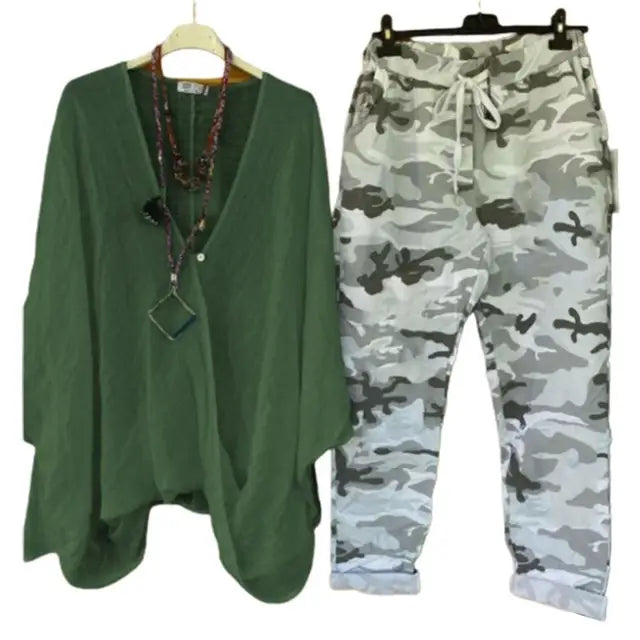 Mila | Halvermet bluse og buksesett