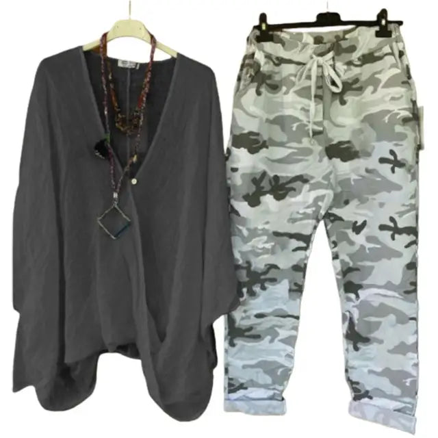 Mila | Halvermet bluse og buksesett