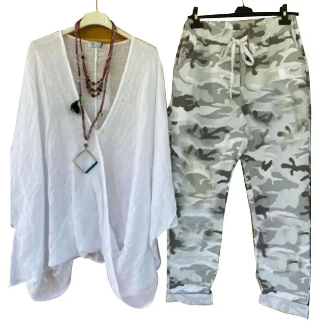 Mila | Halvermet bluse og buksesett
