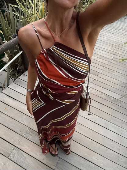 Halter Neck Maxi Kjole – Flytende Resort Silhuett Kjole for Kvinner