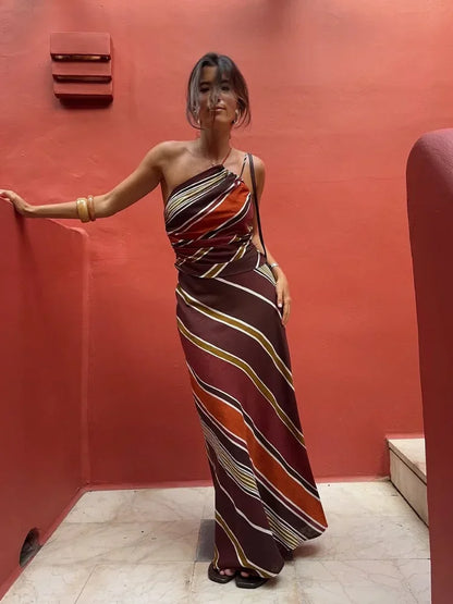 Halter Neck Maxi Kjole – Flytende Resort Silhuett Kjole for Kvinner